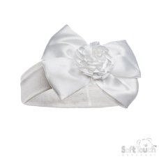 HB120-W: White Headband w/Bow & Flower